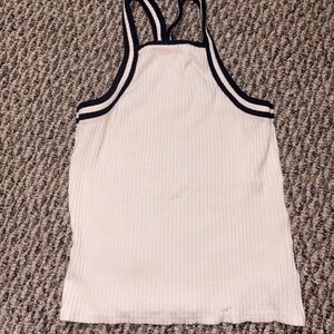 Anthropologie Cream Tank Top with Black Trim